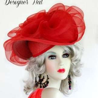 Women's Dramatic Red Pillbox Wedding Hat