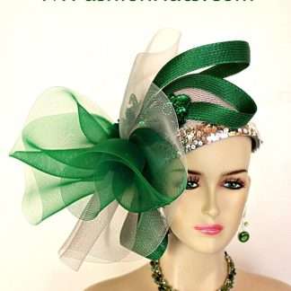 Women's Gray Kelly Green Pillbox Formal Wedding Hat