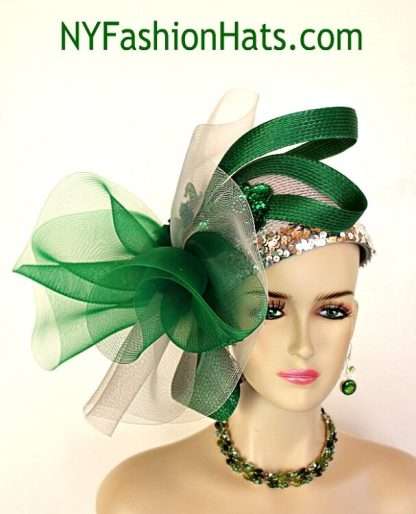 Women's Gray Kelly Green Pillbox Formal Wedding Hat