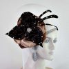 Women's Great Gatsby Flapper Ivory Brown Satin Pillbox Hat