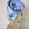 Baby Blue Pillbox Wedding Bridal Hat