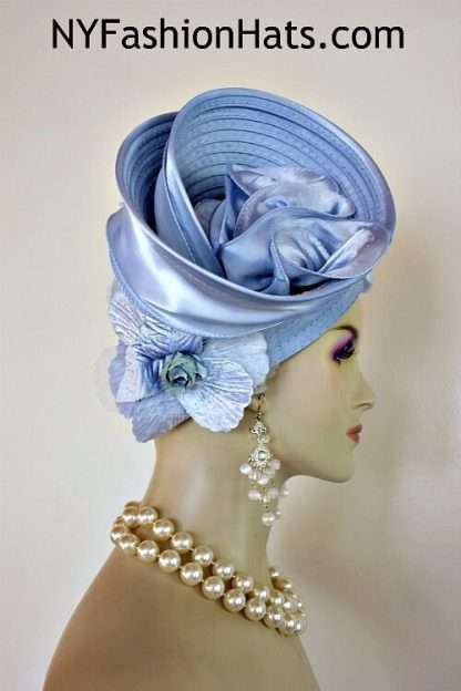 Baby Blue Pillbox Wedding Bridal Hat