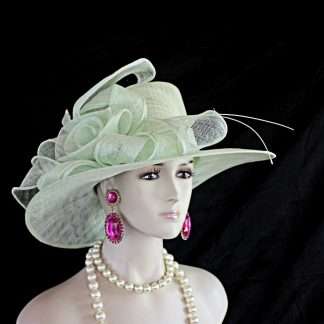 Women's Haute Couture Mint Green Sinamay Straw Fashion Hat