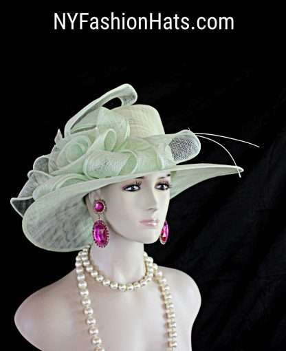 Women's Haute Couture Mint Green Sinamay Straw Fashion Hat