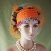 Women's Haute Couture Orange Luxury Designer Hat