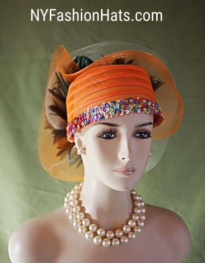 Women's Haute Couture Orange Luxury Designer Hat