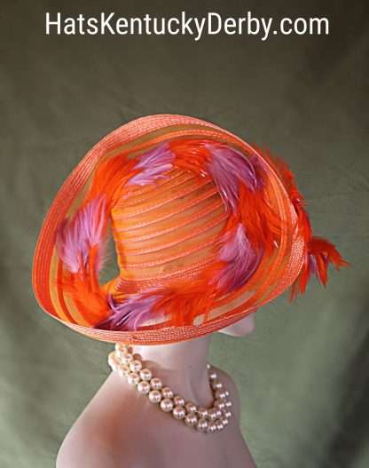 Women's Haute Couture Orange Purple Luxury Designer Hat