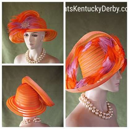 Women's Haute Couture Orange Purple Luxury Designer Hat