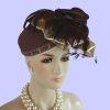 Women's Haute Couture Pillbox Brown Satin Hat