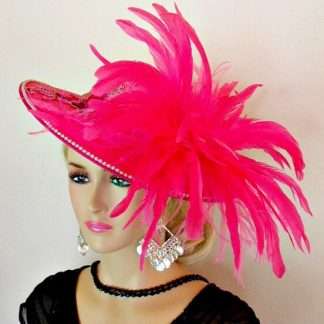 Women's Hot Fuchsia Pink Couture Sculpture Satin Hat