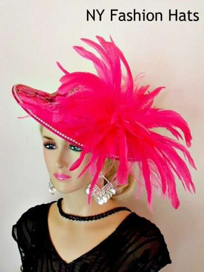 Women's Hot Fuchsia Pink Couture Sculpture Satin Hat