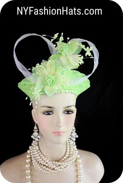 Women's Lime Apple Green White Crownless Hat