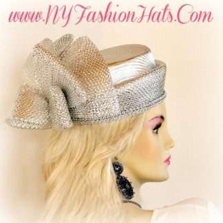 Women's Metallic Gold Silver Pillbox Hat