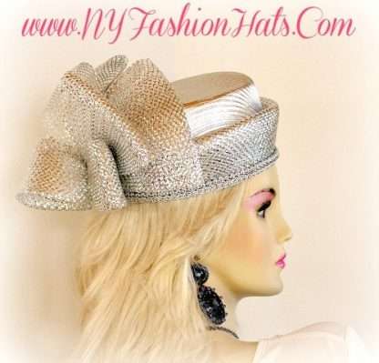 Women's Metallic Gold Silver Pillbox Hat