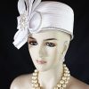 Women's White Satin Bridal Wedding Pillbox Hat