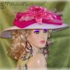 Women's white hot pink kentucky derby designer hat church wedding dress hats