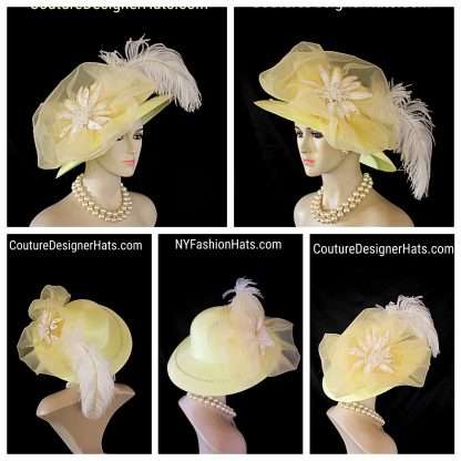 Yellow White Fashion Hat For Women